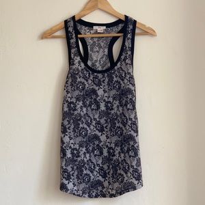 Lace-print, sleeveless blouse